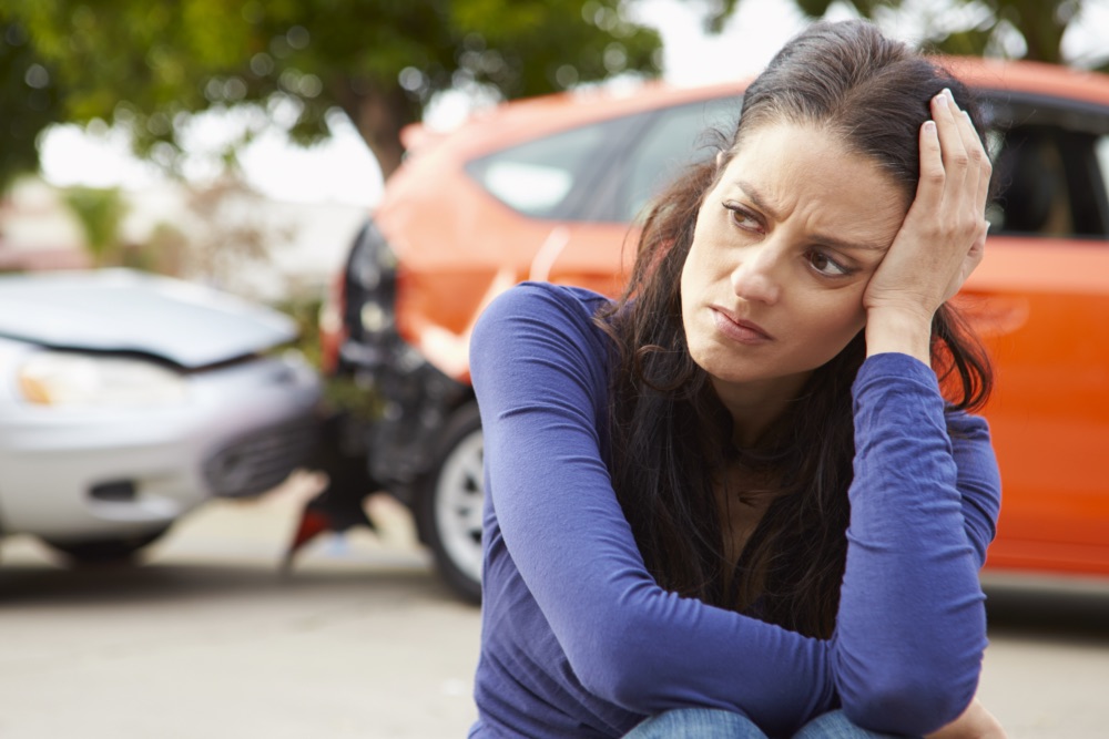 Woman after car accident